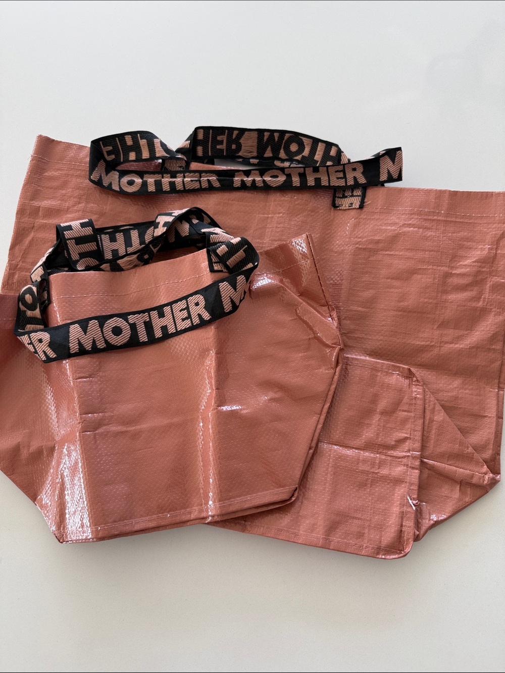 MOTHER Pink Brown Taped Tote Bag - great for wet suits or groceries